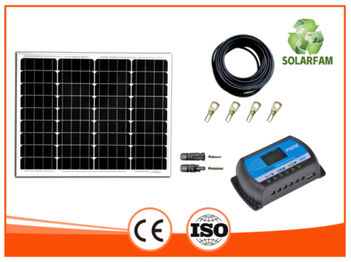 50W 12V mono kit panneau solaire rigide avec 10A PWM contorller-